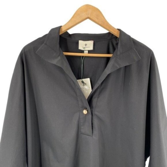 Tuckernuck NEW Black Feather Willow Collared Women's Poplin Blouse Top Size XS - Picture 6 of 13